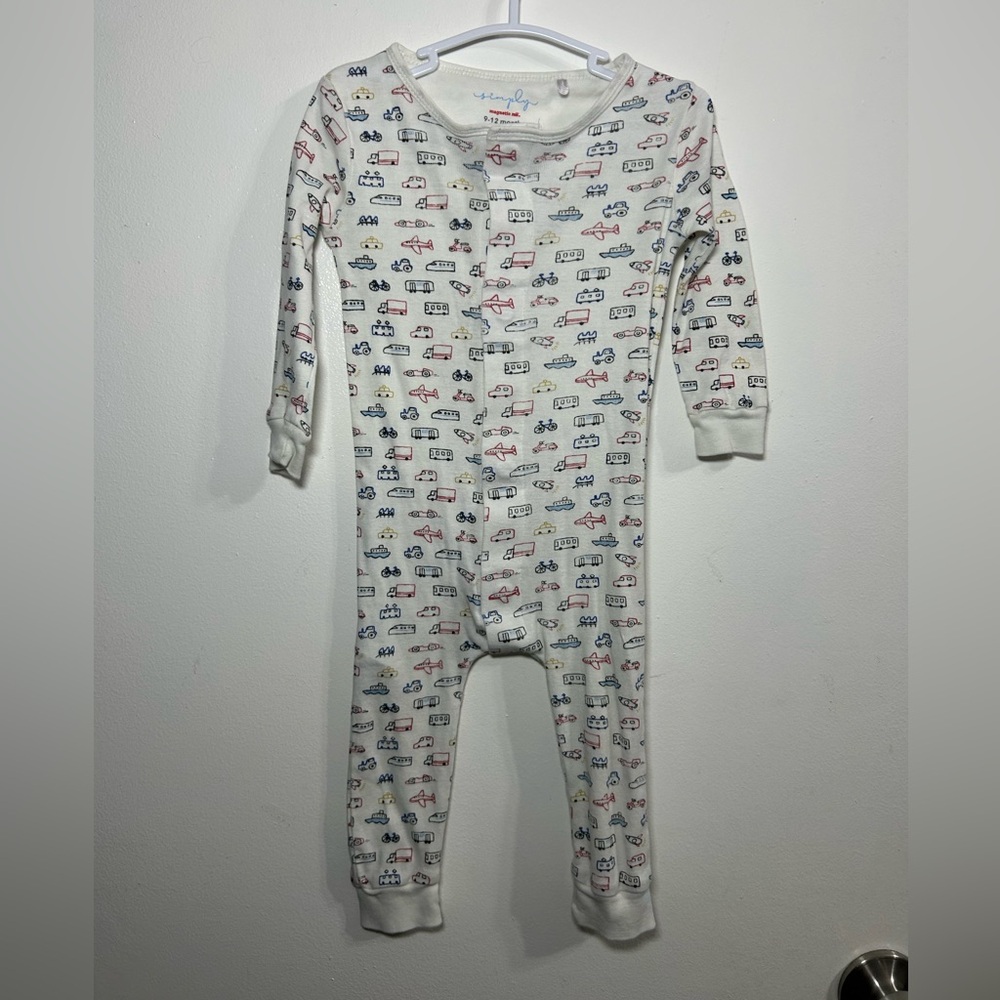 Magnetic Me Kids One Piece Footie - White with Multicolor Cars